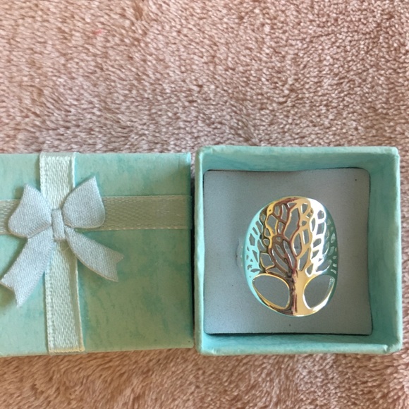 BNIB Tree Of Life.925 Stamped Silver Ring 8 - Picture 1 of 7